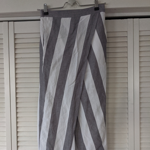 Madewell Striped Overlay Skirt, Midi Grey & White - Picture 2 of 8